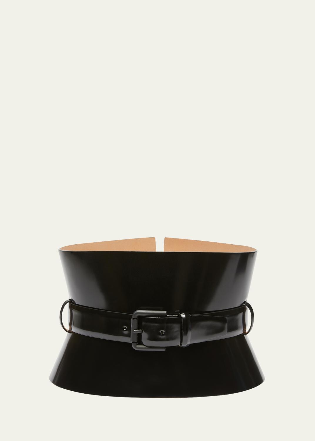 Etro Oversized Stone Leather Buckle Belt - Bergdorf Goodman display picture 2