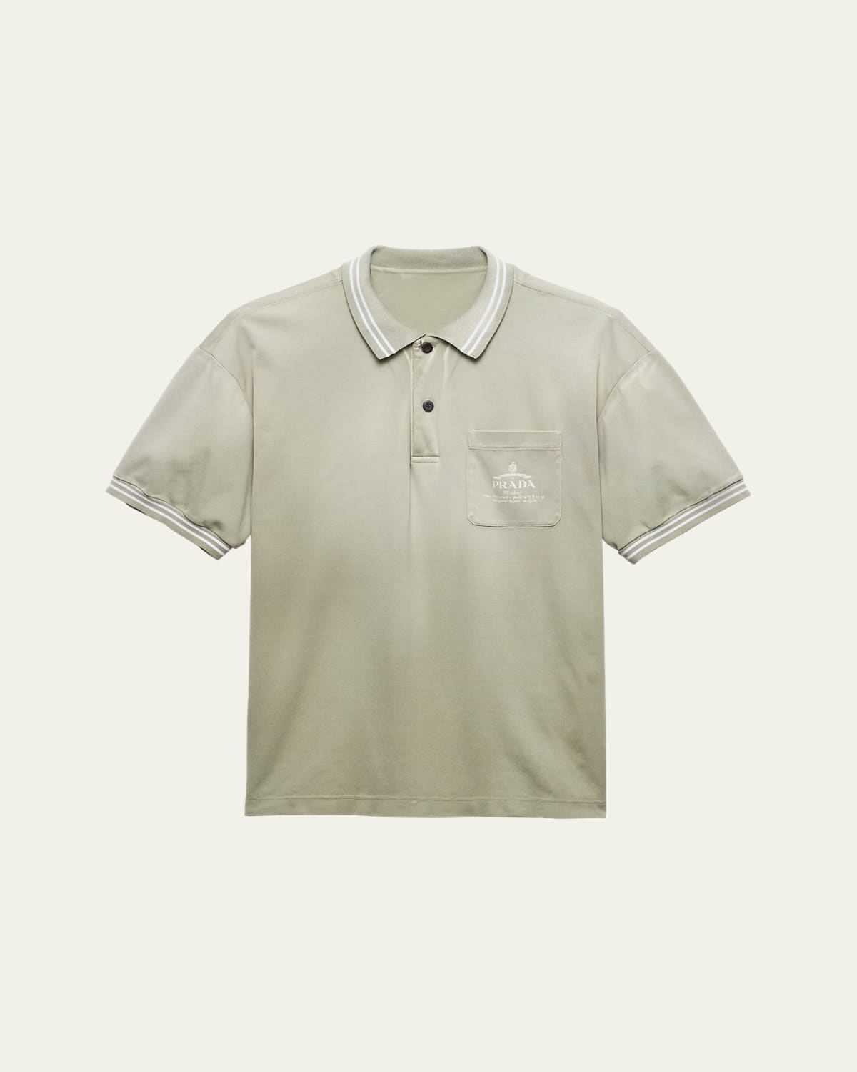 Prada Men's Silk-Cotton Mesh Striped Polo Shirt - Bergdorf