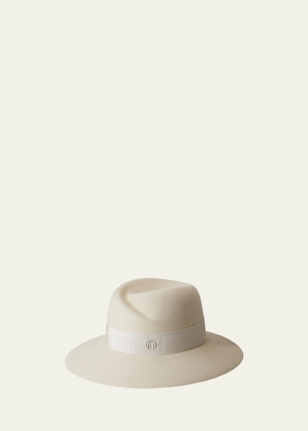 Maison Michel Virginie Braided Denim Wool Felt Fedora Hat