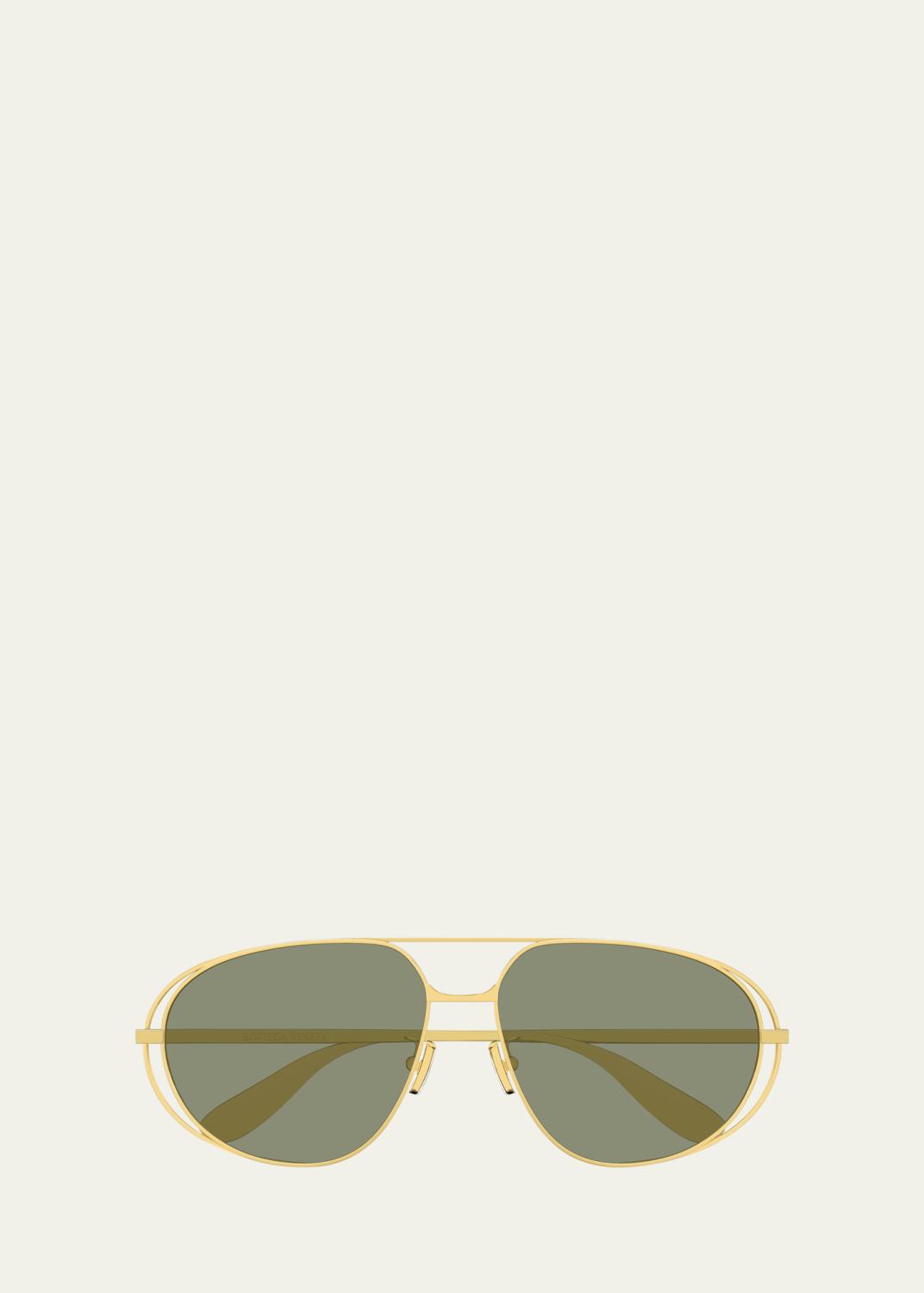 Bottega Veneta 63mm Acetate & Metal Aviator Sunglasses - Bergdorf