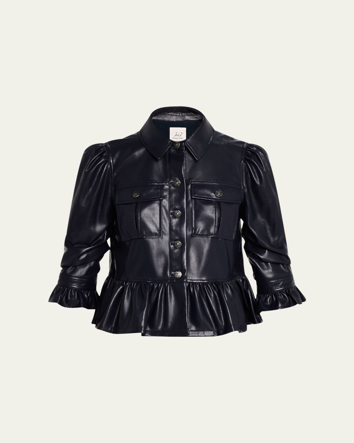 Cinq a Sept Delanie Ruffled Vegan Leather Jacket - Bergdorf