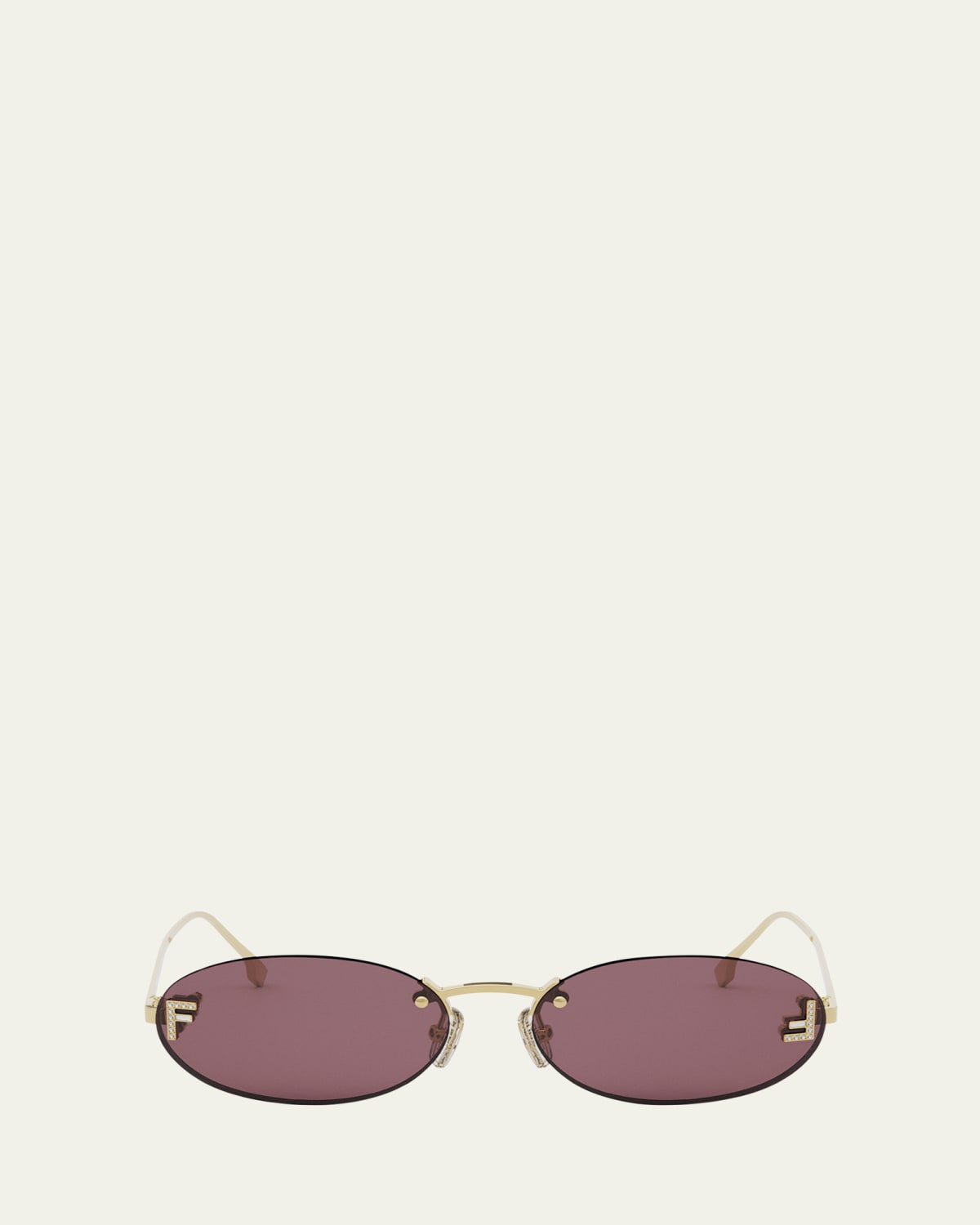 Fendi Embellished FF Oval Metal Sunglasses - Bergdorf Goodman