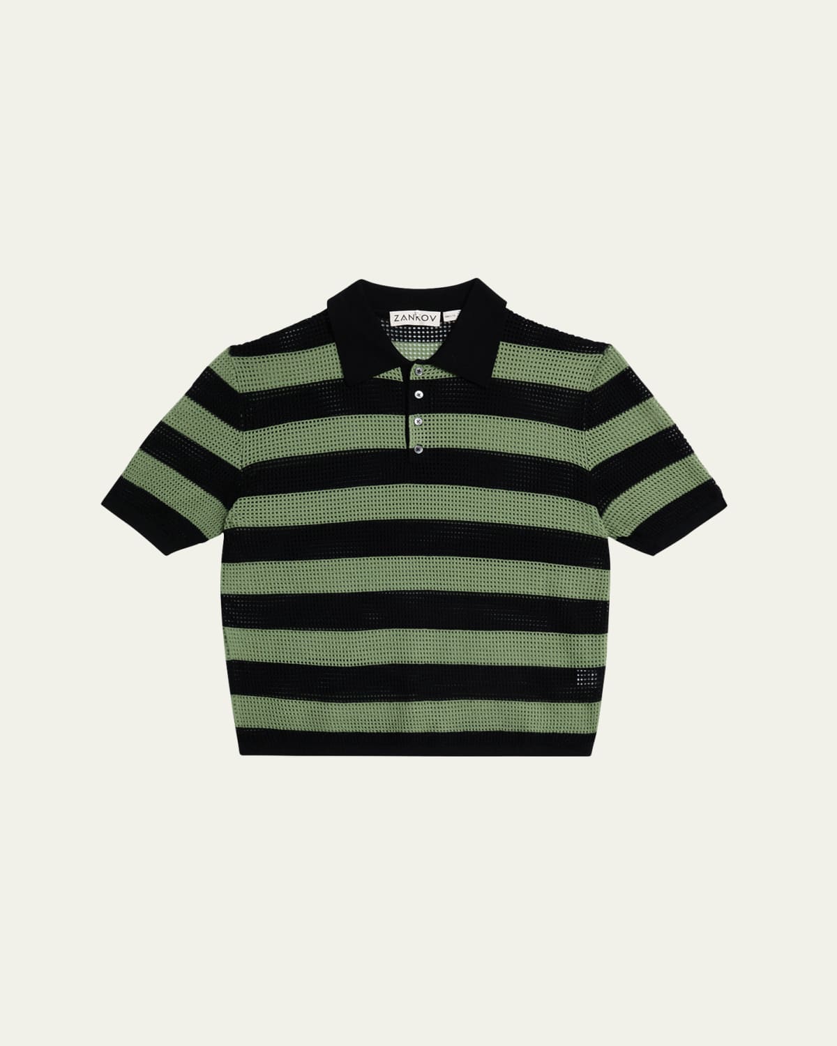 Men's Pleated Block Stripe Polo Shirt