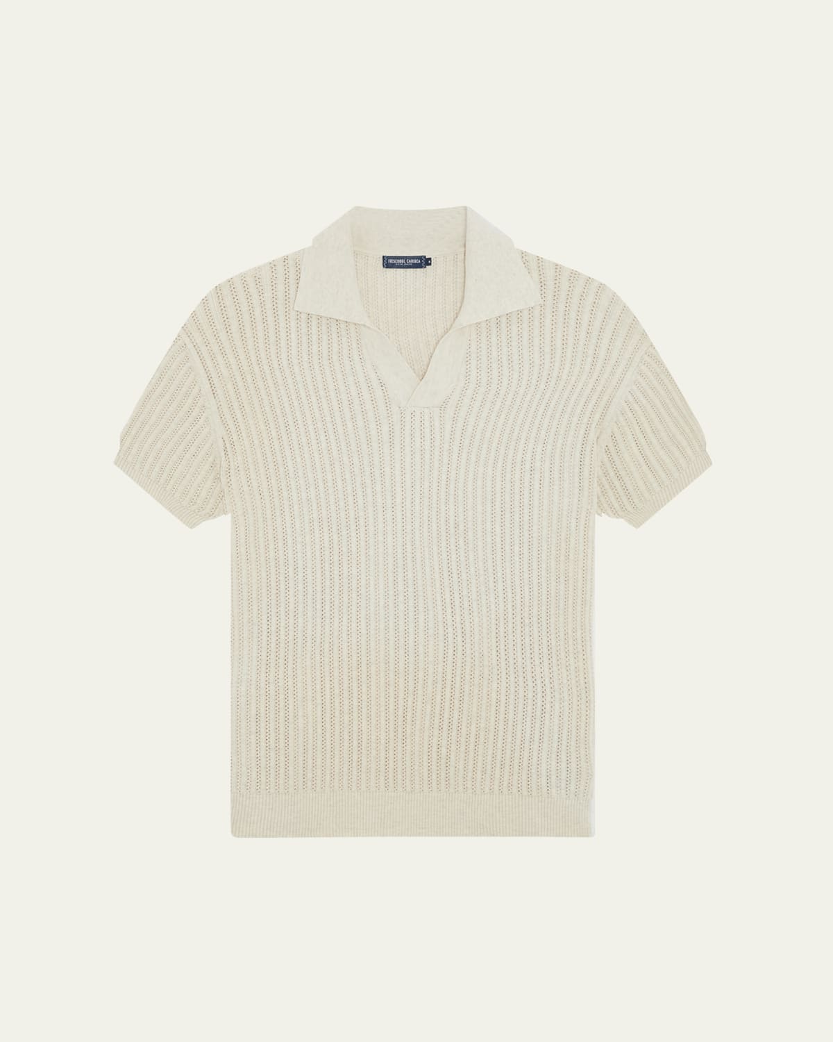 Men's Pleated Block Stripe Polo Shirt