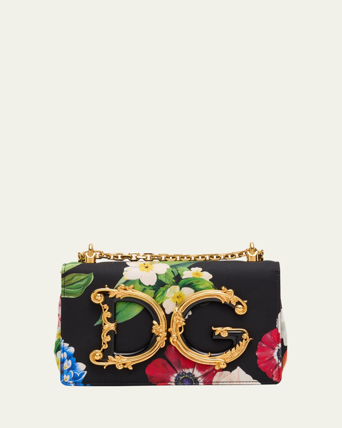 DOLCE&GABBANA ローズ フラワーロック チェーンショルダーバッグ Dolce&Gabbana DG Girls Floral Flap Chain Crossbody Bag - Bergdorf