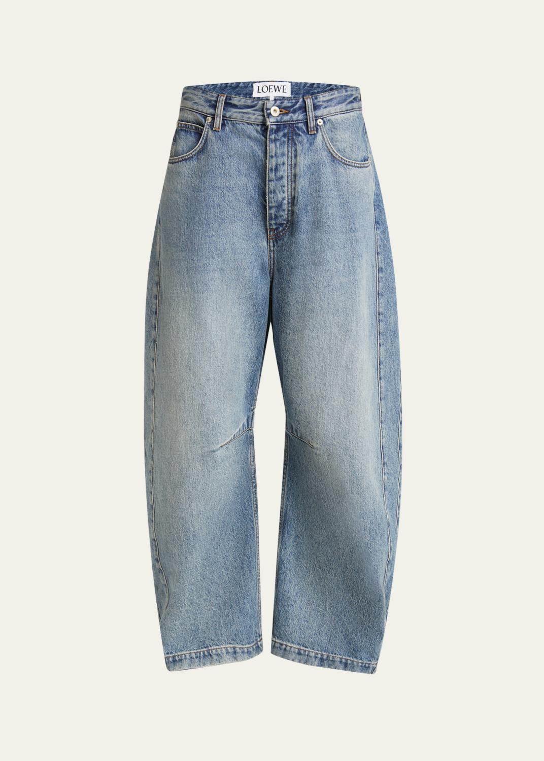 LOEWE Draped Loose Mohair Wool Jeans - Bergdorf Goodman