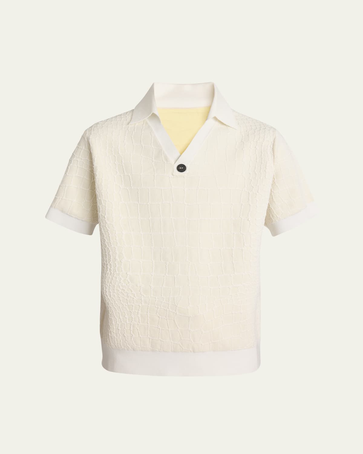 Men's Pleated Block Stripe Polo Shirt