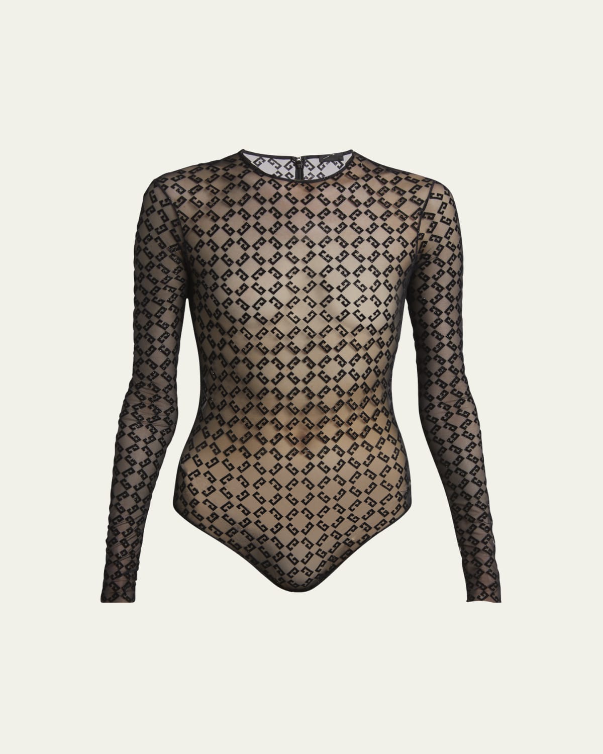 Tシャツ・カットソー GIVENCHY MONOGRAM TULLE BODYSUIT Givenchy Sheer Tulle Monogram Bodysuit - Bergdorf Goodman