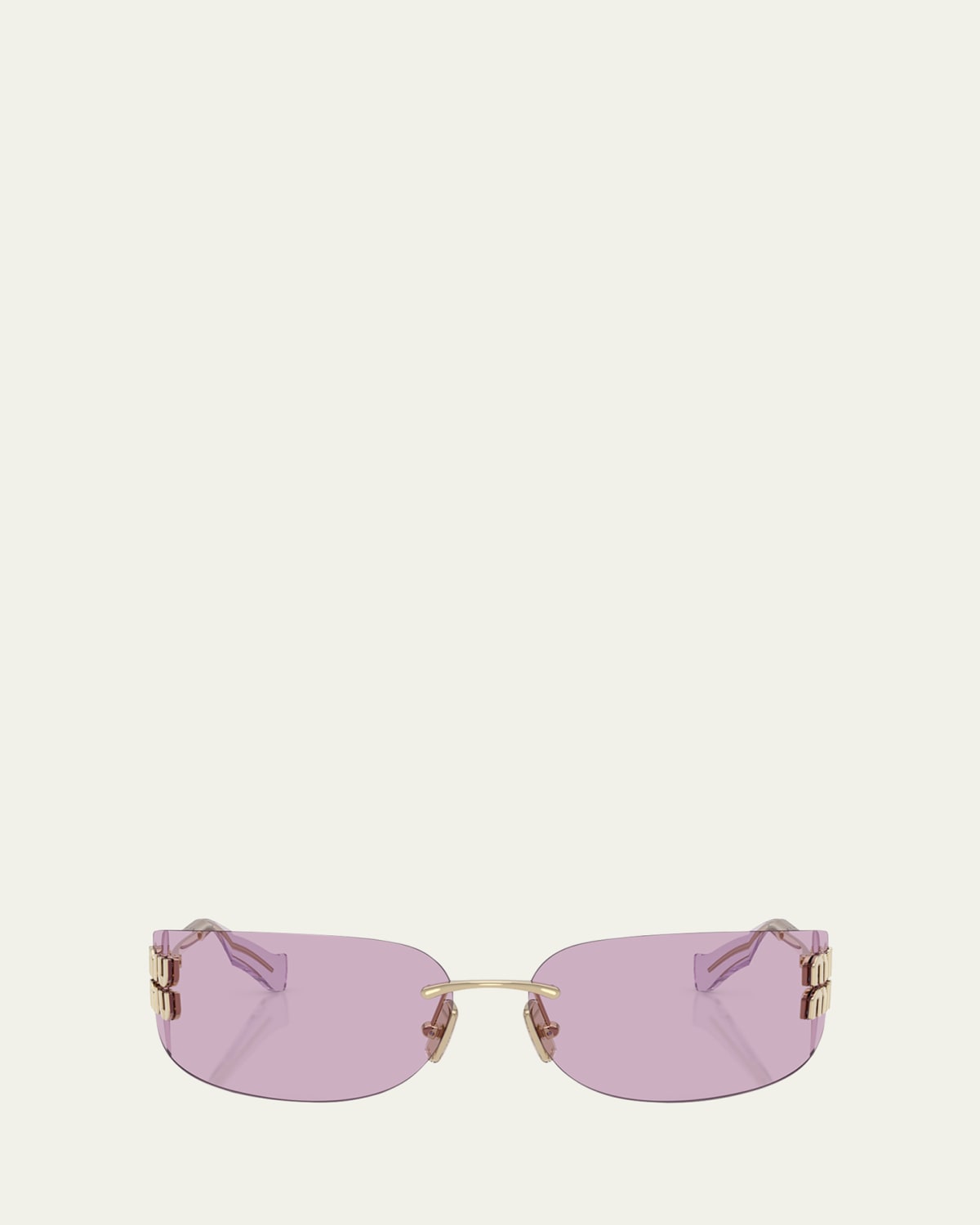 小物 miumiu rimless sunglasses purple Miu Miu Rimless Logo Metal Rectangle Sunglasses - Bergdorf Goodman