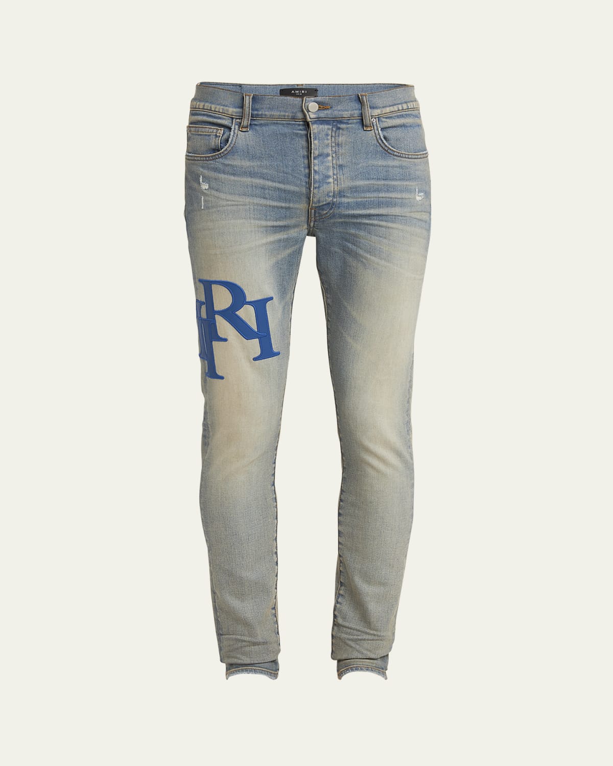 Amiri Men's MX1 Plaid-Patch Skinny Jeans - Bergdorf Goodman