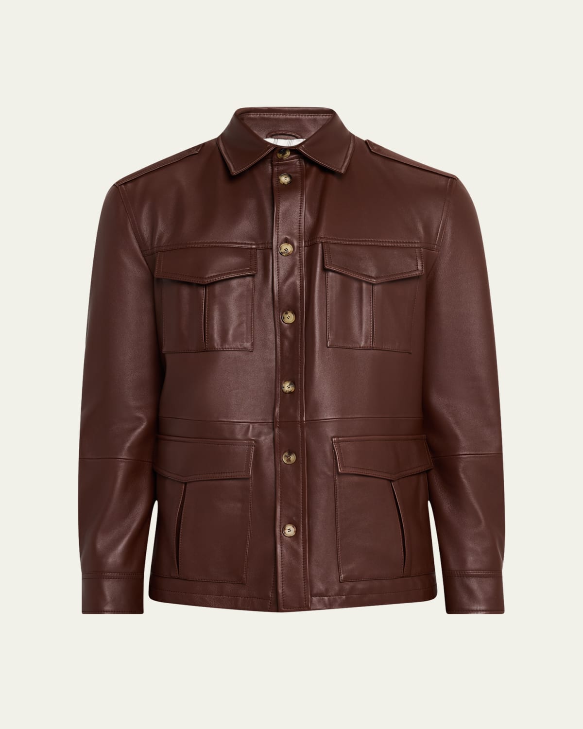 Brunello Cucinelli Men's Asymmetric Leather Motorcycle Jacket