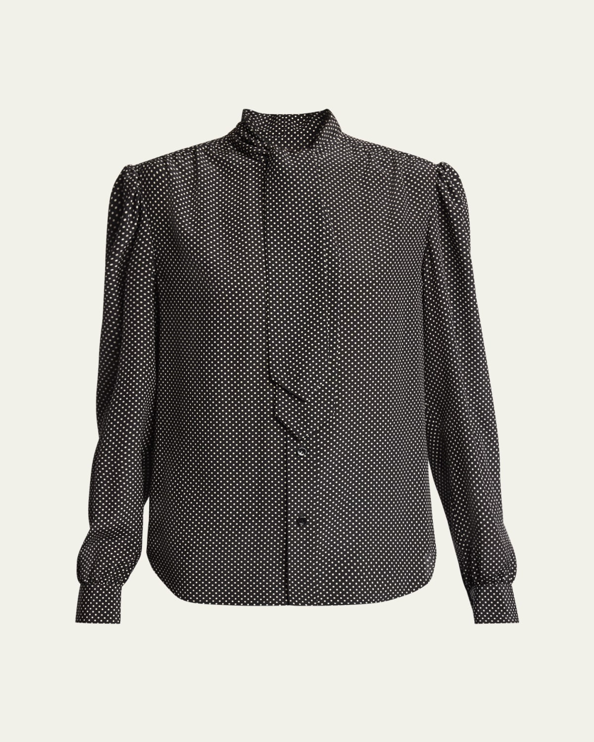 Seersucker Polka Dot Bell Cuff Blouse