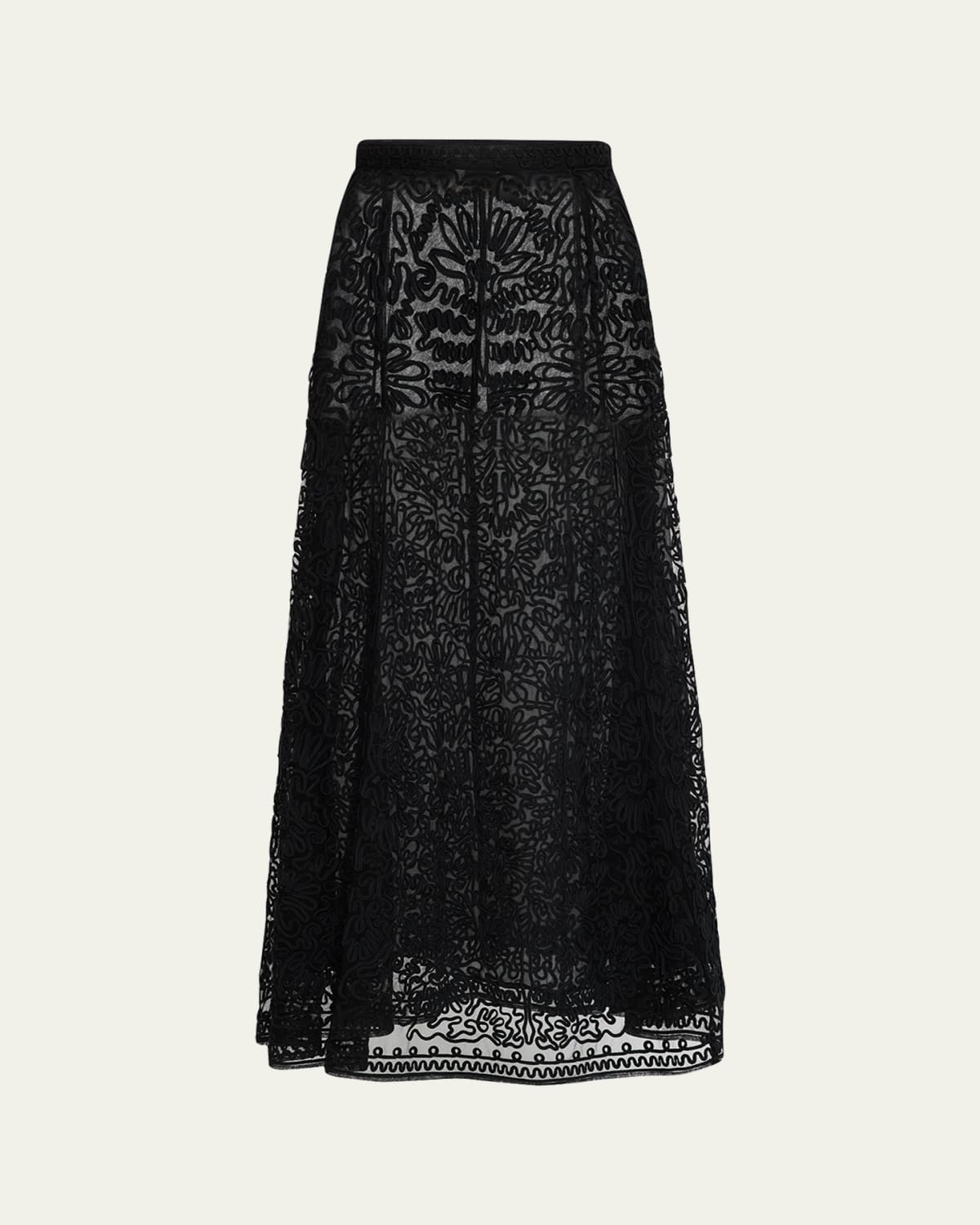 Caelan Asymmetric Stripe Knit Midi Skirt