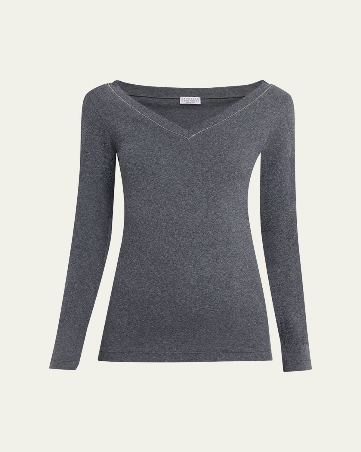 Metallic Short-Sleeve Cashmere Silk T-Shirt