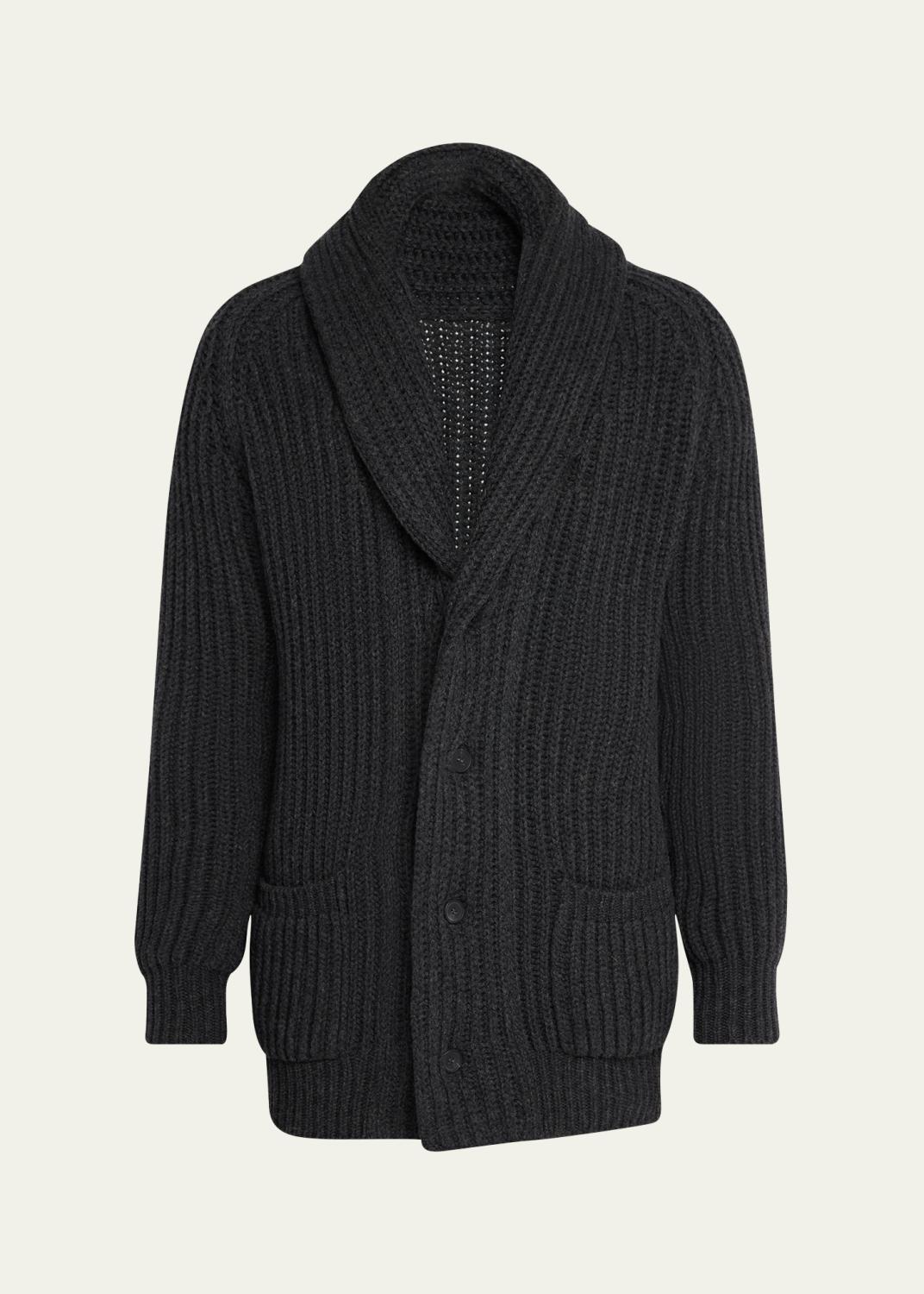 AURALEE Men's Wool Knit Shirt Cardigan - Bergdorf Goodman