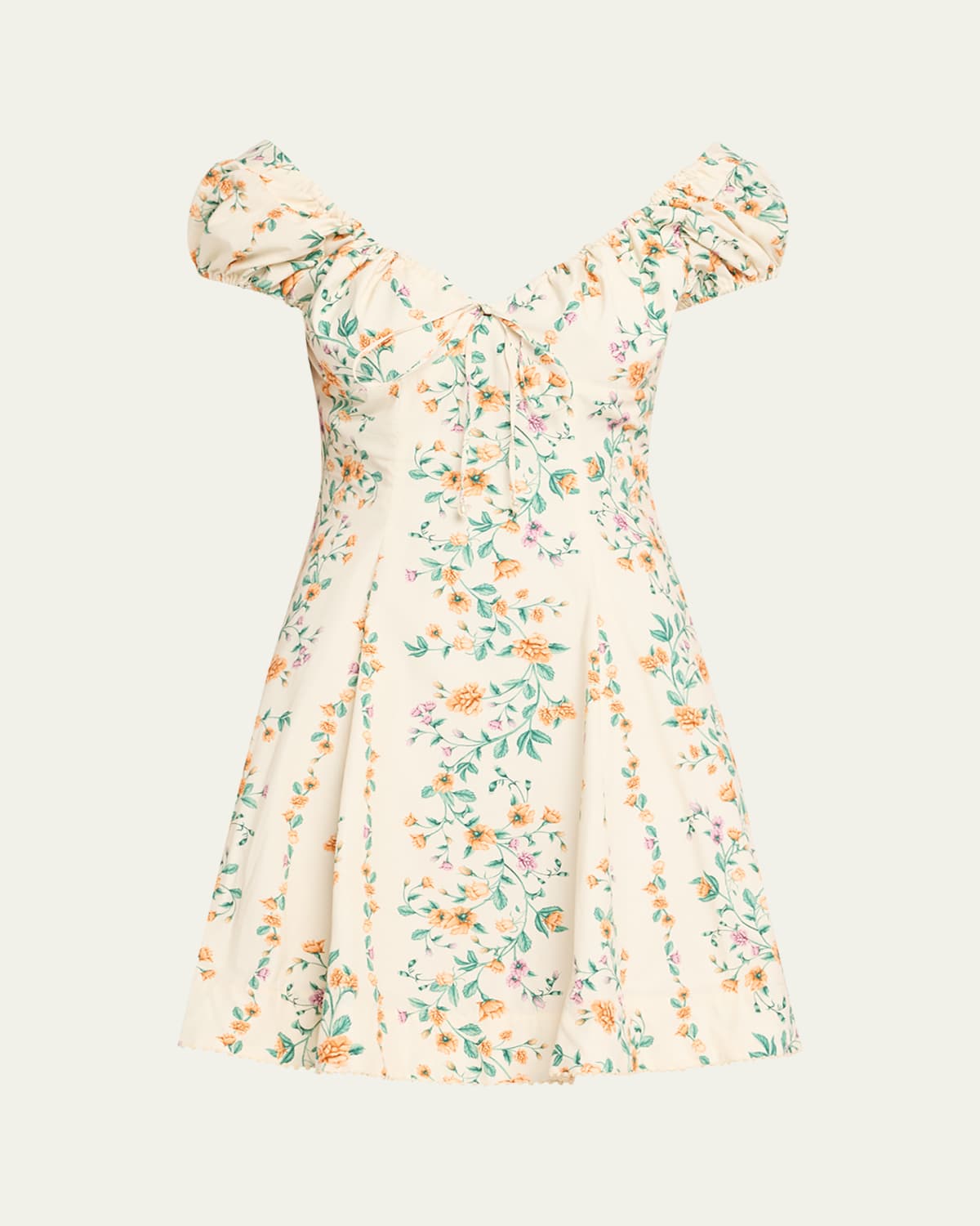 bronx and banco estelle deep v-neck floral applique mini dress Bronx and Banco Estelle Floral Applique Fit-&-Flare Mini Dress