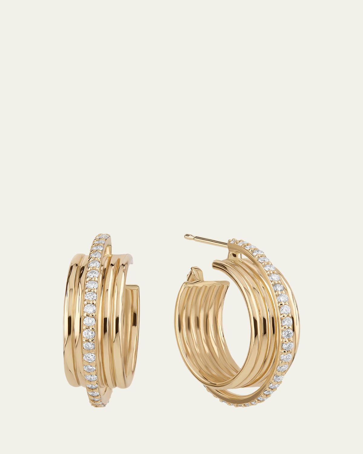 Lana 14K Gold Zig Zag Pear Diamond Huggie Earrings - Bergdorf Goodman
