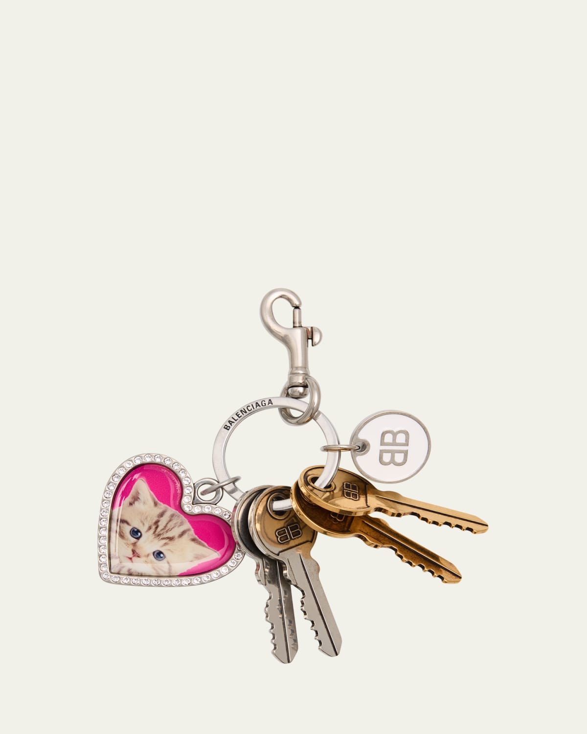 Balenciaga Pink Crystal Gifting Bow Key Ring Bag Charm - Bergdorf