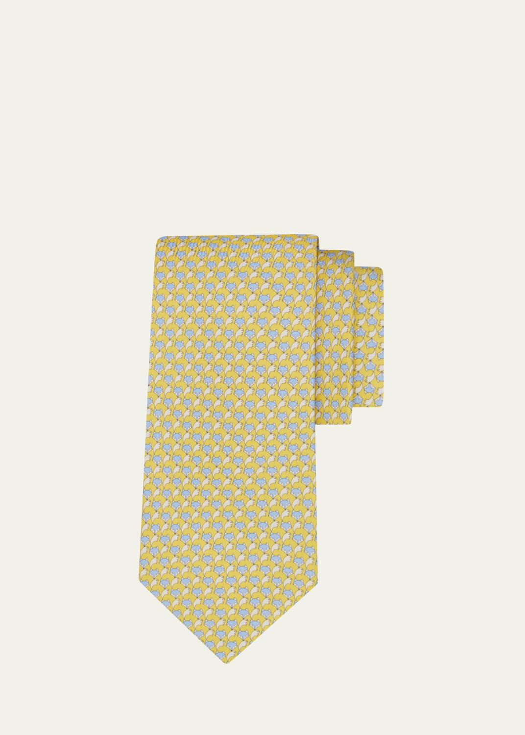 FERRAGAMO Men's Geometric Sailboat-Print Tie - Bergdorf Goodman