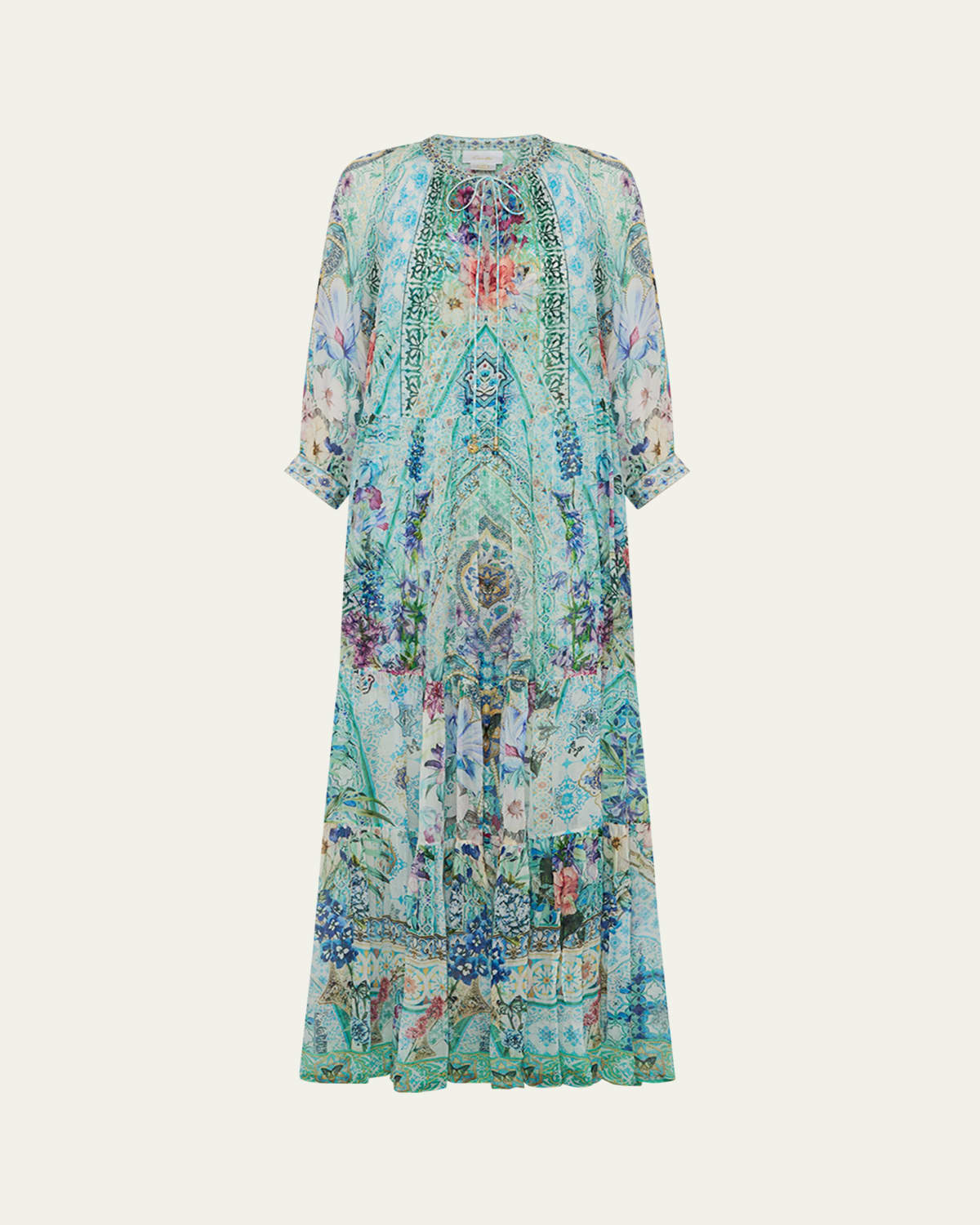 Johnny Was Bella Lace-Up Maxi Kaftan Dress - Bergdorf Goodman