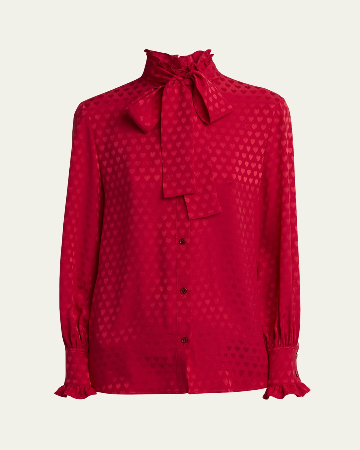 Valentino Garavani High-Neck Silk Heart Shirt - Bergdorf Goodman
