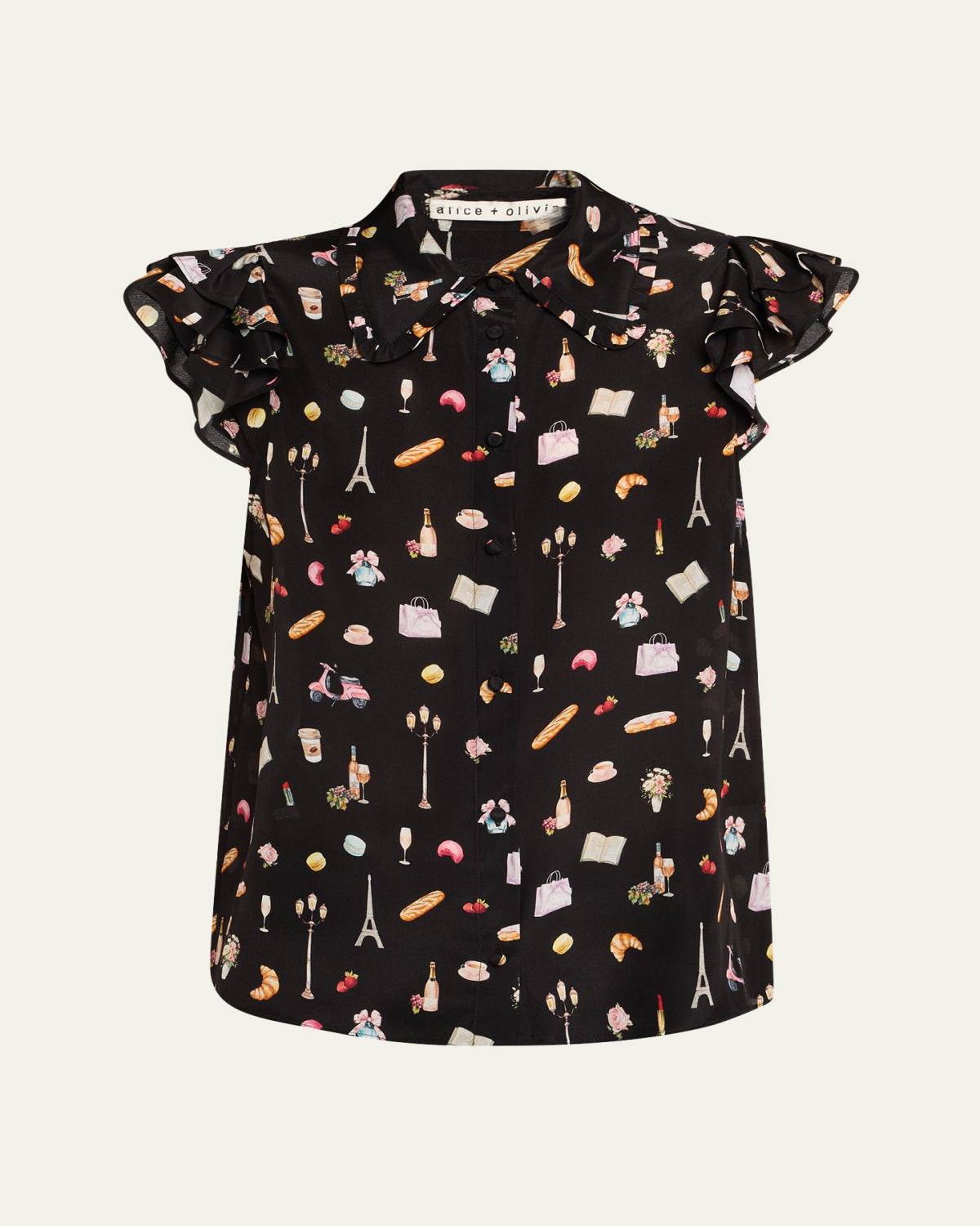 Madrana Floral Ruffle-Sleeve Blouse