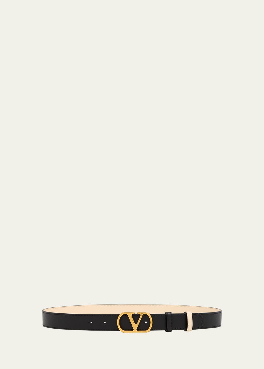 Valentino Garavani VLogo Signature Crystal-Embellished Leather Belt ...