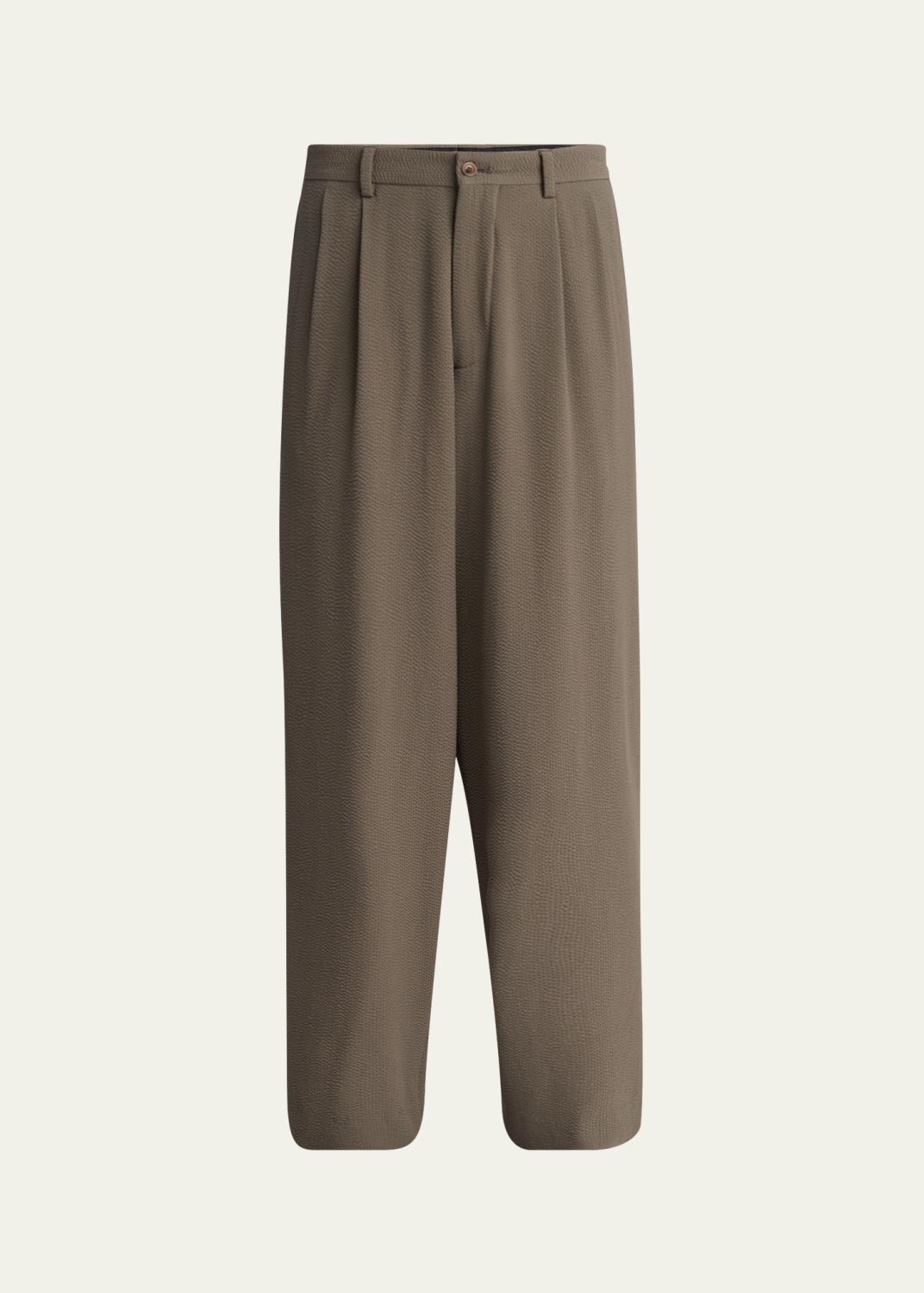 Giorgio Armani Men's Pleated Linen-Cotton Trousers - Bergdorf Goodman