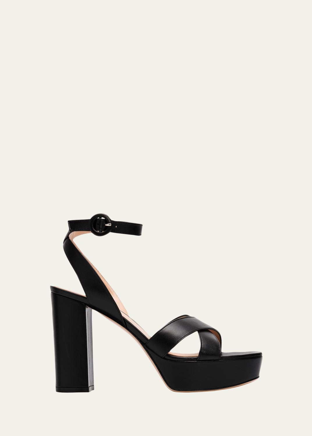 Gianvito Rossi 70mm Calypso Suede and Raffia Heeled Thong Sandals