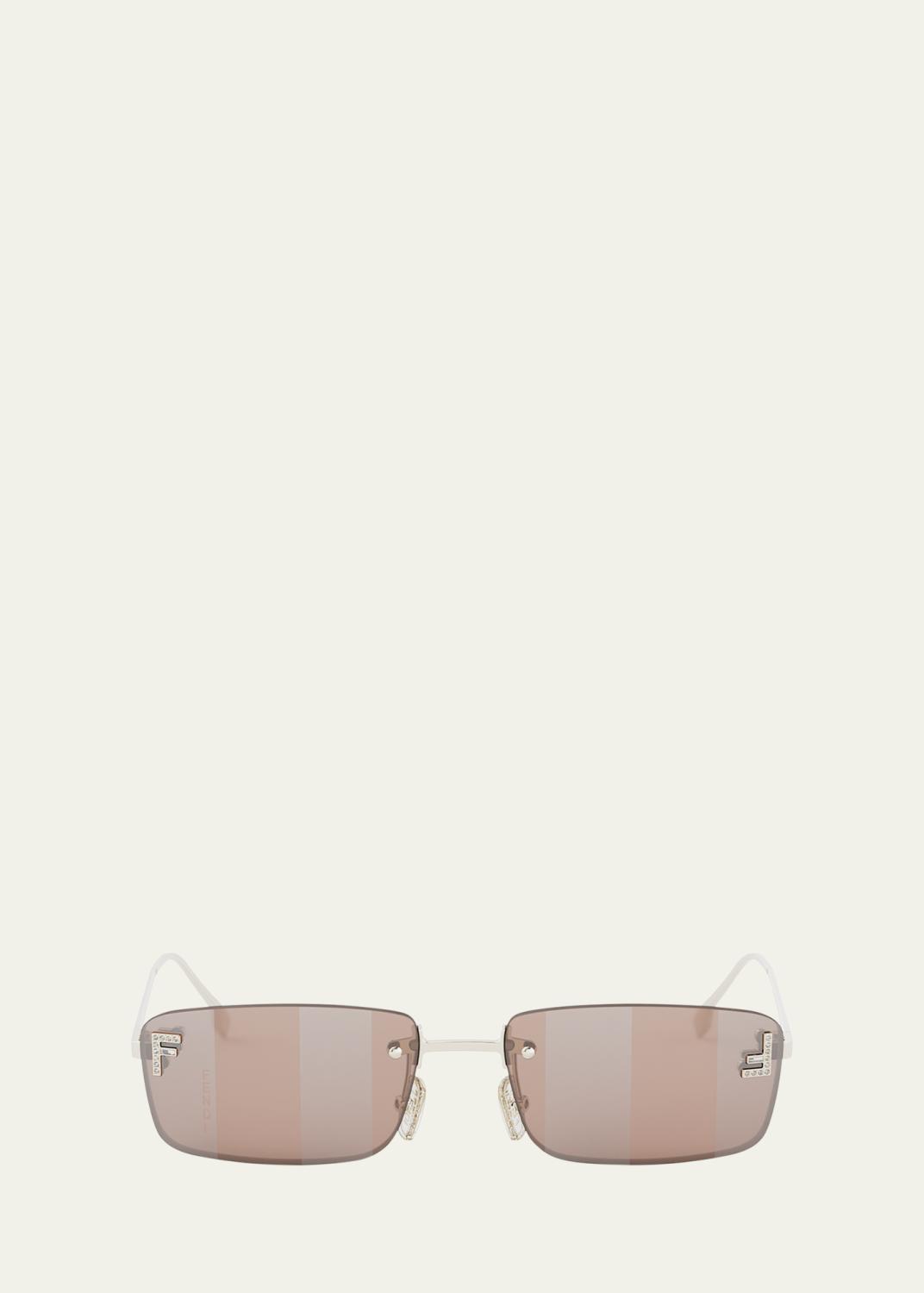 Fendi Embellished Rimless Shield Sunglasses - Bergdorf Goodman display picture 2