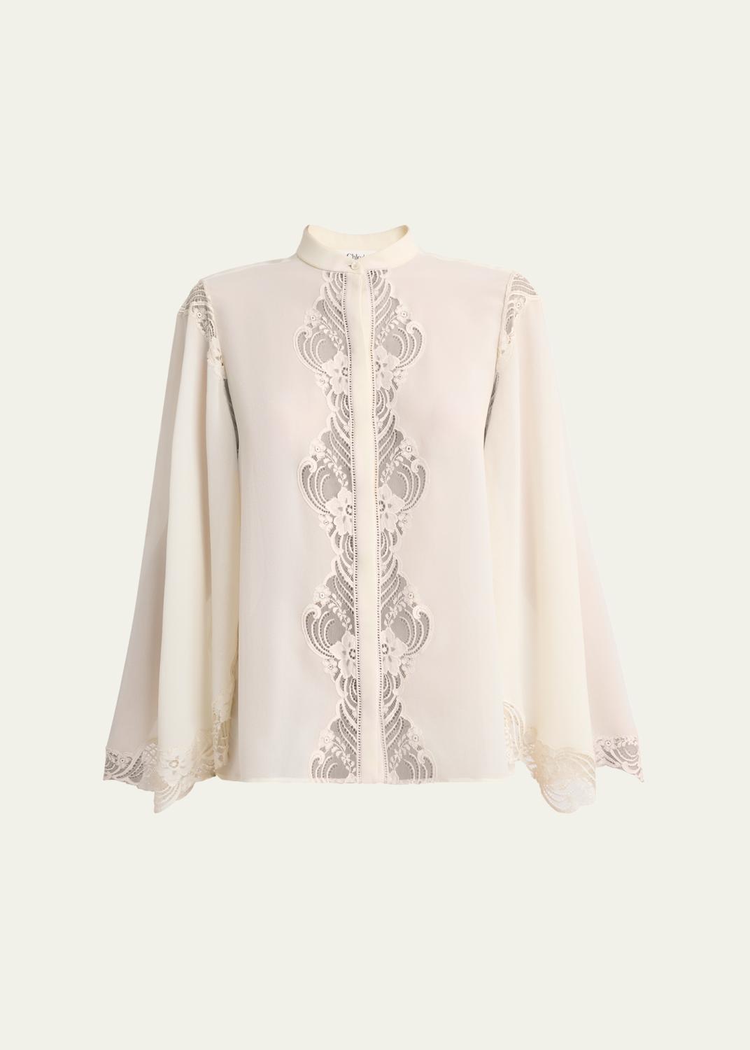 Chloe Lace Ruffle Silk Blouse - Bergdorf Goodman