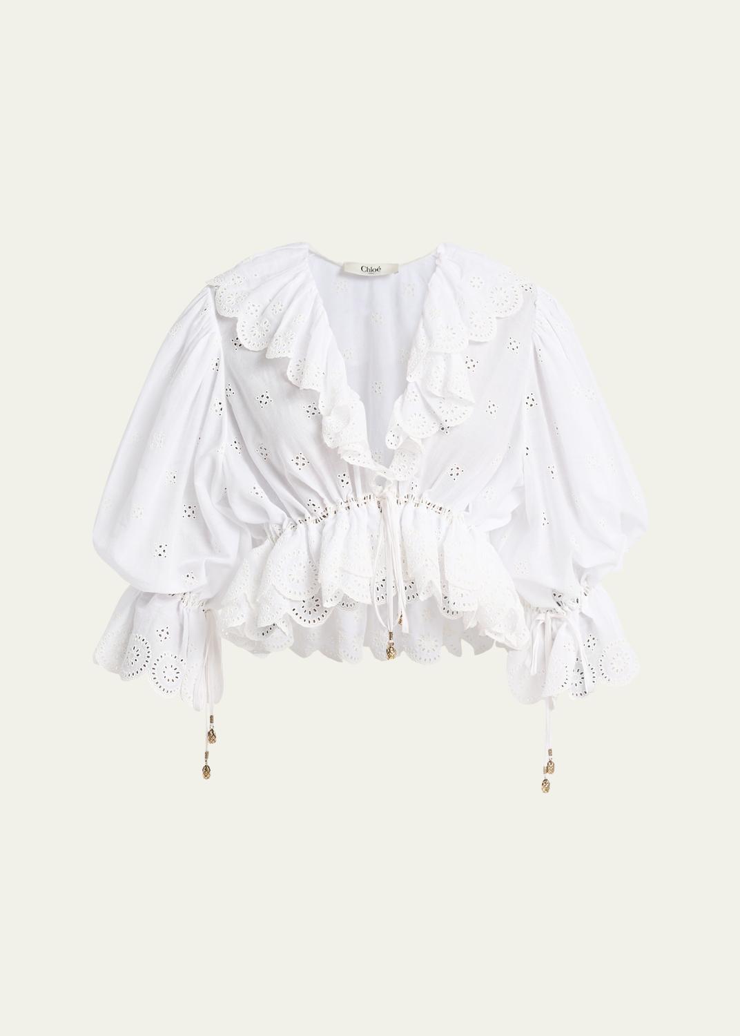 Chloé Ruffle Cotton Voile Blouse - Bergdorf Goodman