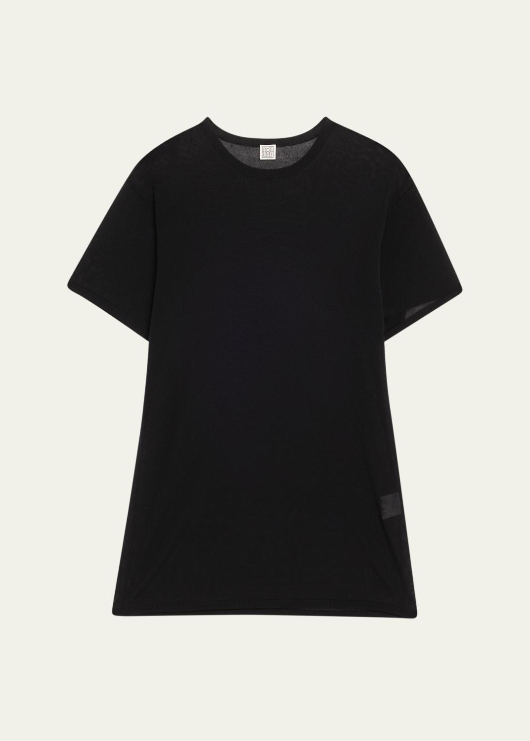 sacai Satin Ruffle Sleeve Cotton Jersey T-Shirt - Bergdorf Goodman