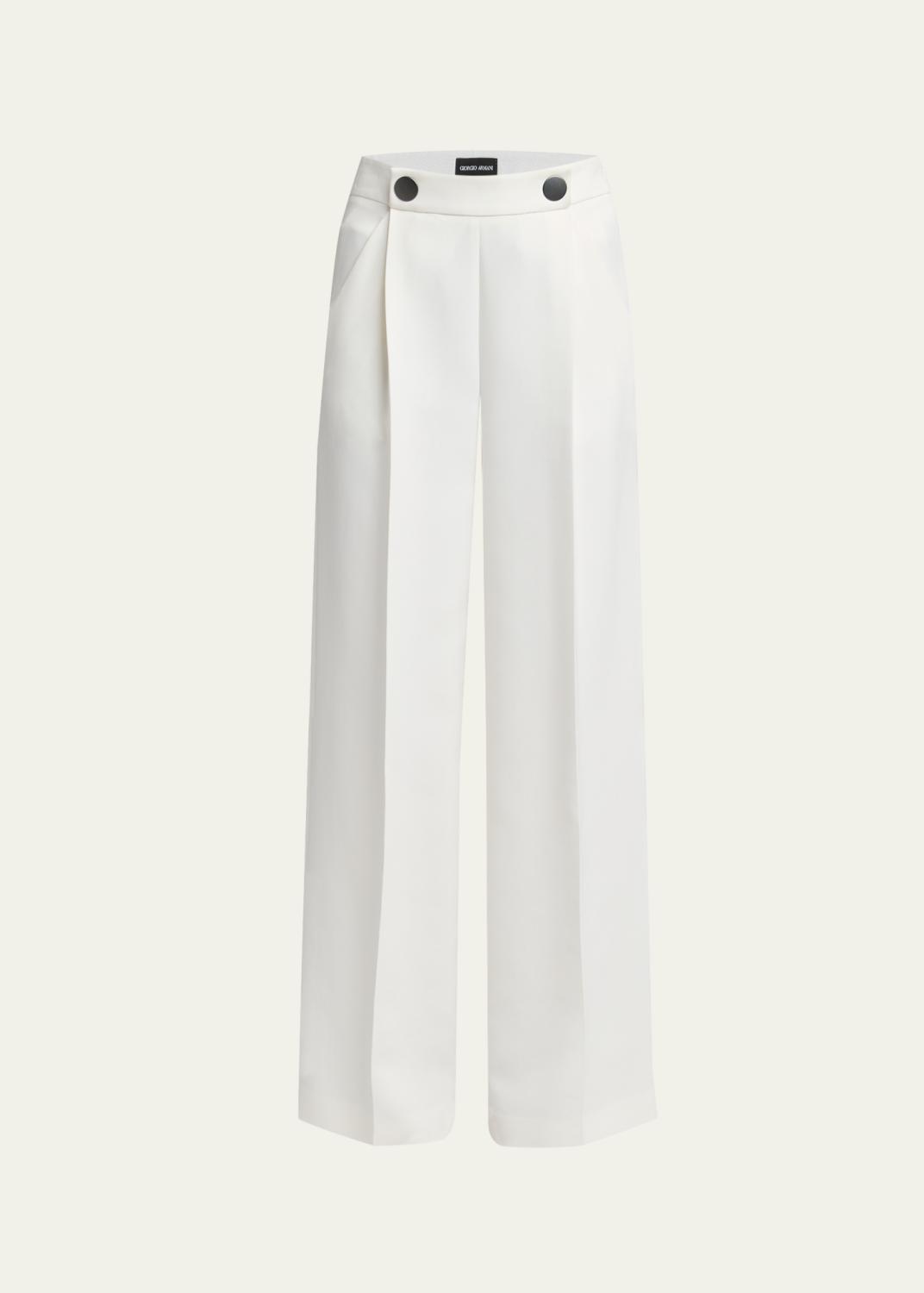Giorgio Armani Metallic Plisse Satin Wide-Leg Pants - Bergdorf Goodman