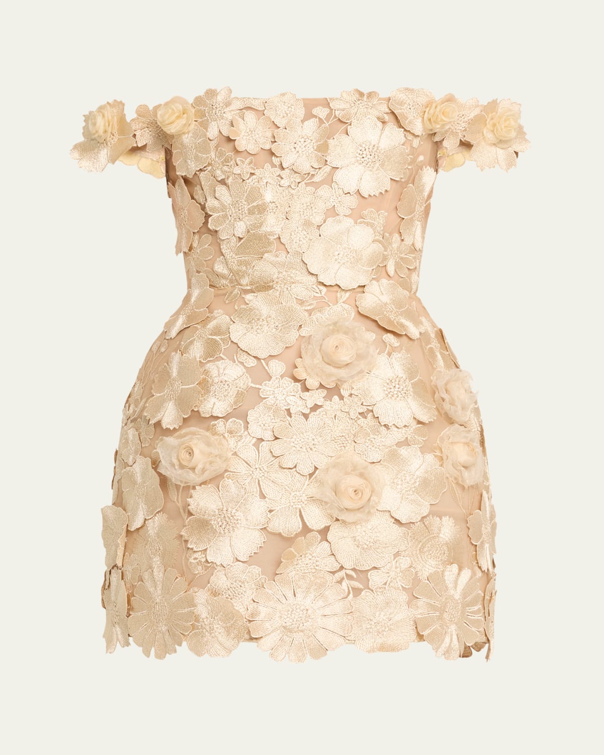 Maia Square-Neck Floral Lace Mini Dress
