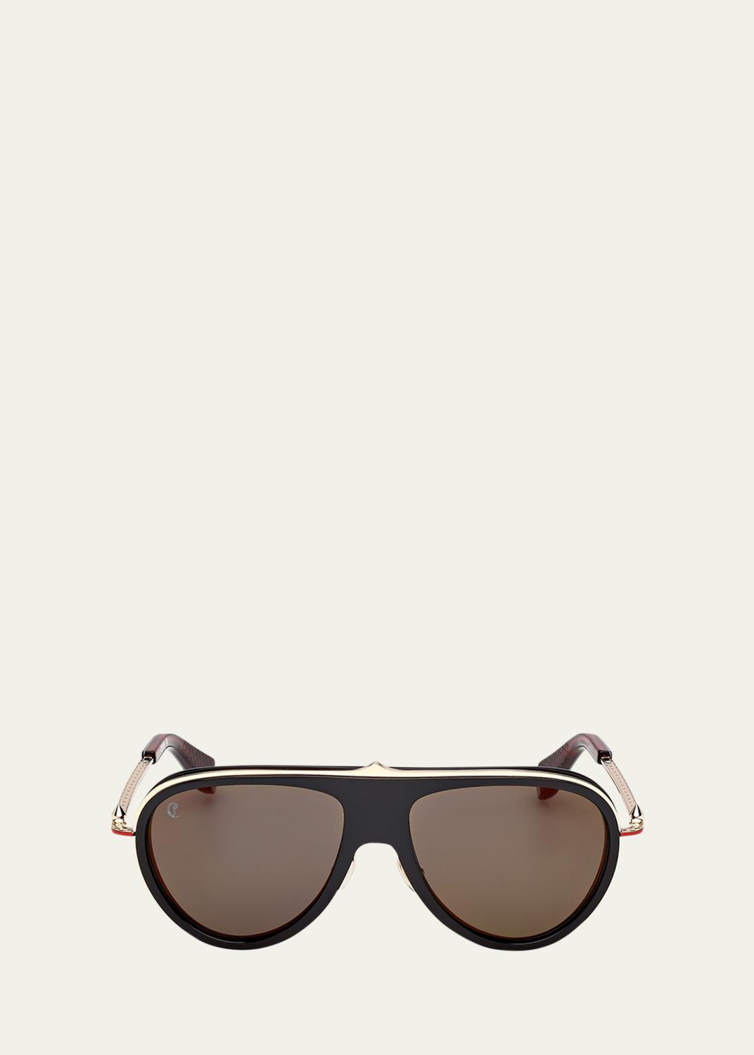Moncler Avionn Mirrored Metal & Acetate Shield Sunglasses  display picture 1