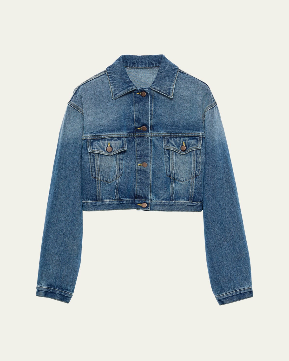 Prada Short-Sleeve Denim Cropped Jacket - Bergdorf Goodman