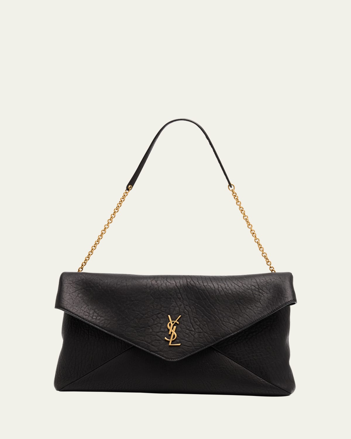 Large YSL Envelope Flap Clutch Bag in Suede