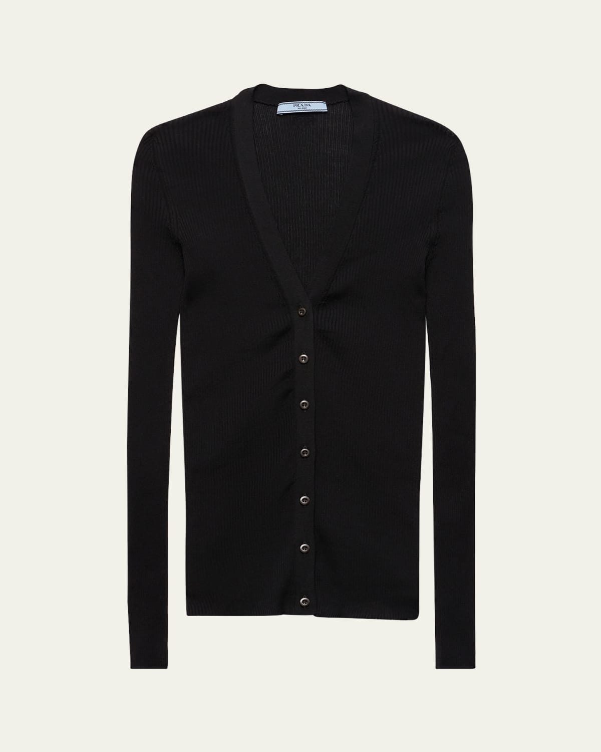 Prada Silk-Cotton Double Crewneck Cardigan - Bergdorf Goodman