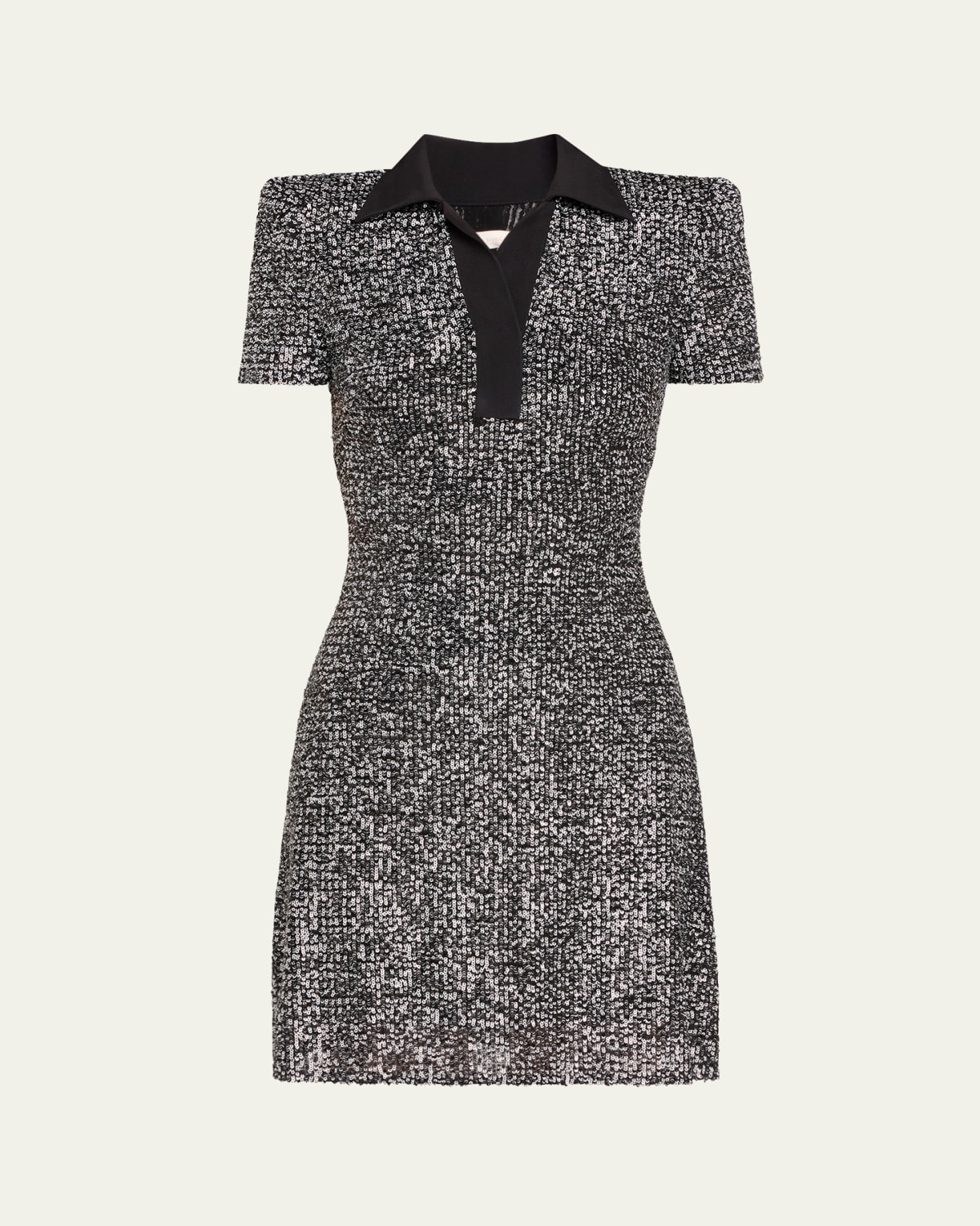 Fern Embroidered 3/4-Sleeve Belted Tweed Mini Dress