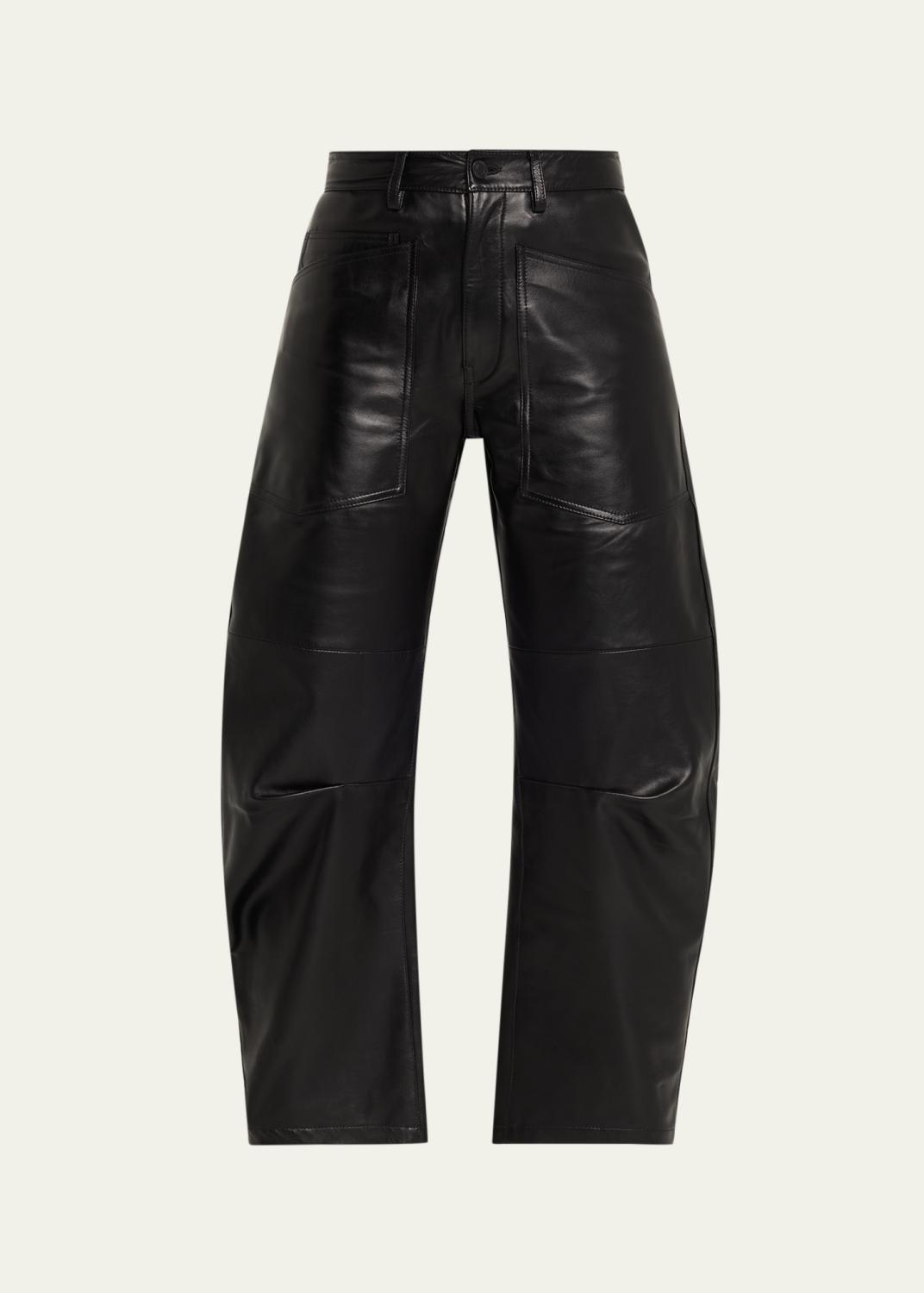 FRAME Le Crop Mini Boot Leather Pants - Bergdorf Goodman