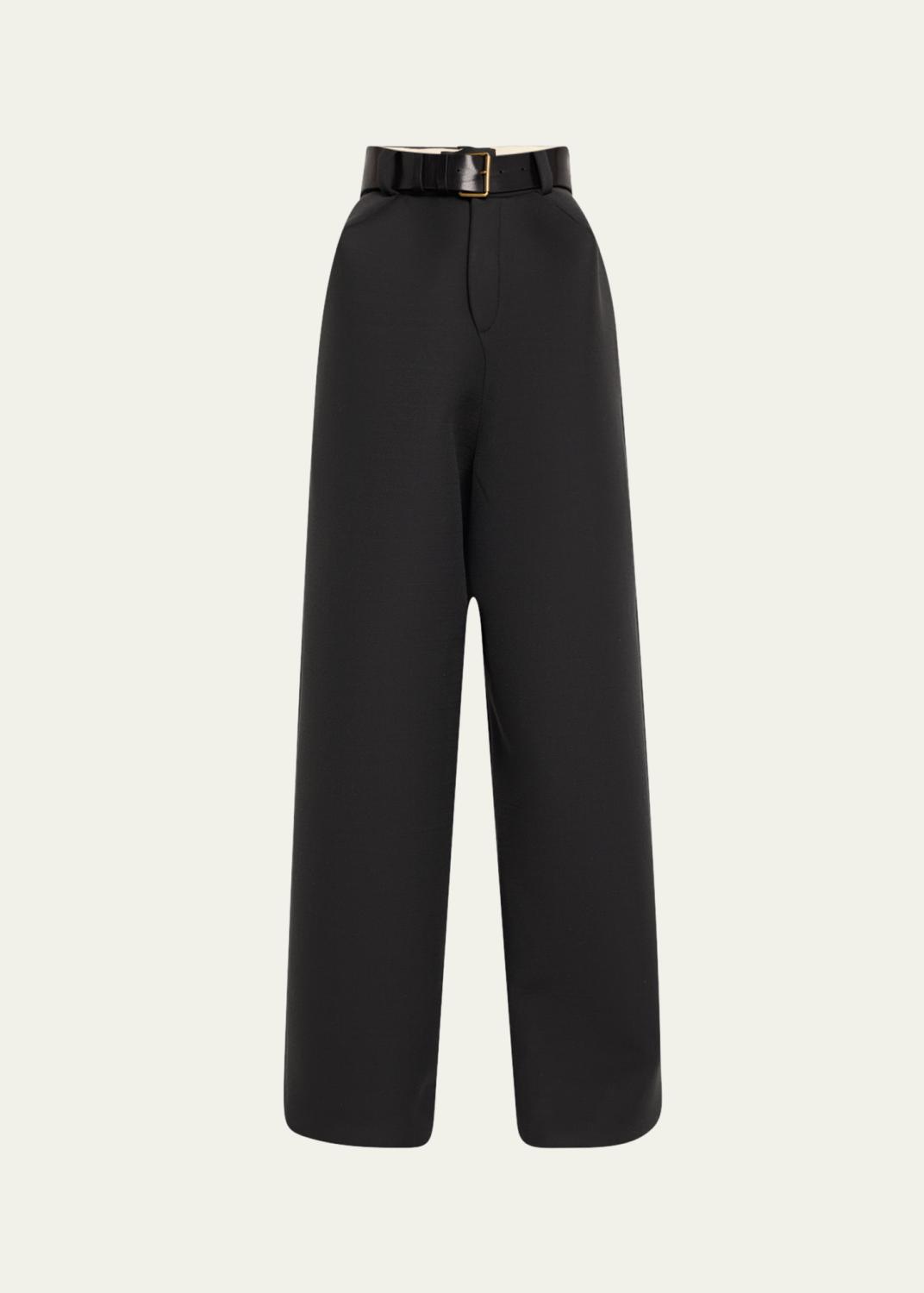 ALICE + OLIVIA Athena Lace-Trim Satin Pants - Bergdorf Goodman
