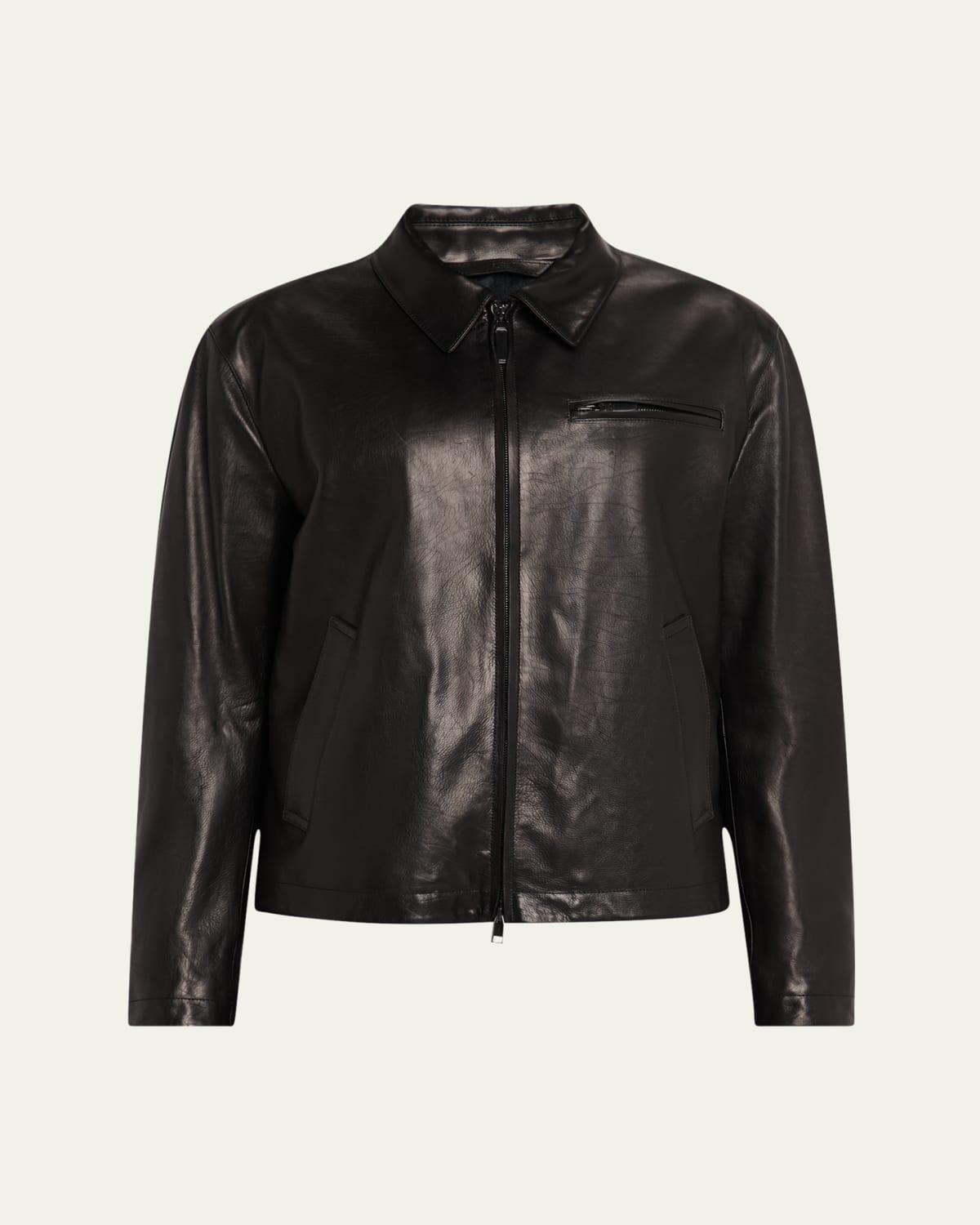 Brunello Cucinelli Men's Asymmetric Leather Motorcycle Jacket