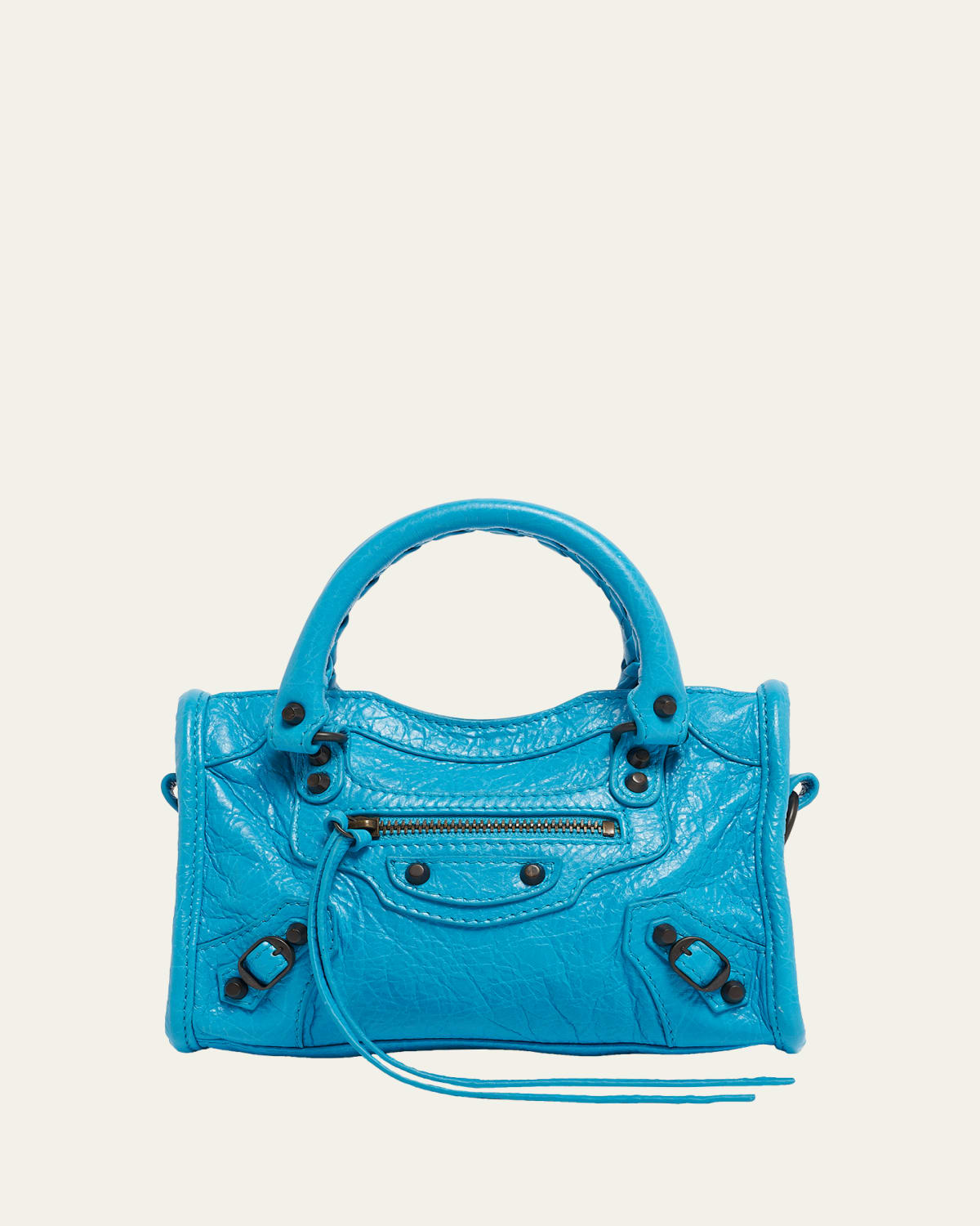BALENCIAGA ミニシティ　アイスブルー Balenciaga Le City Mini Leather Top-Handle Bag - Bergdorf Goodman