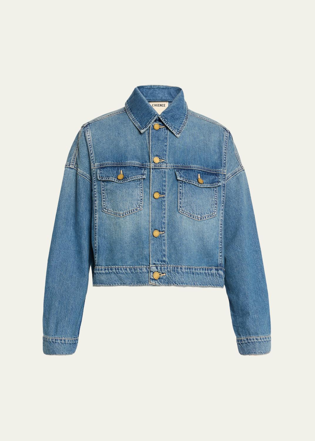 sacai Reconstructed Crop Denim Jacket - Bergdorf Goodman