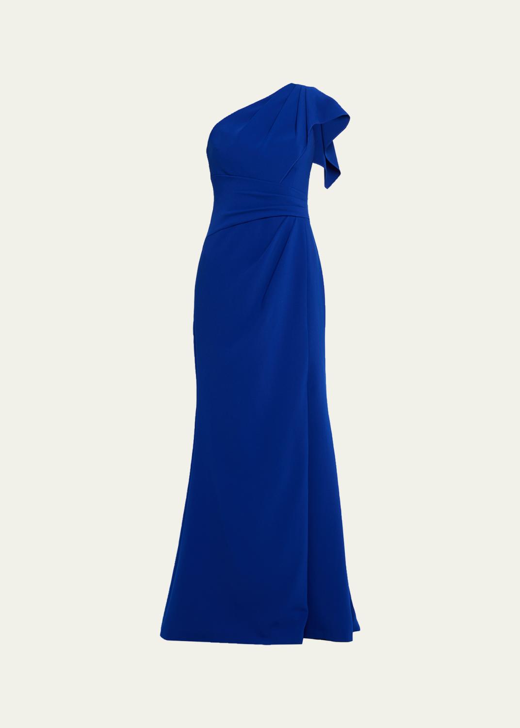 Halston Laure Asymmetric Draped Crepe Mini Dress