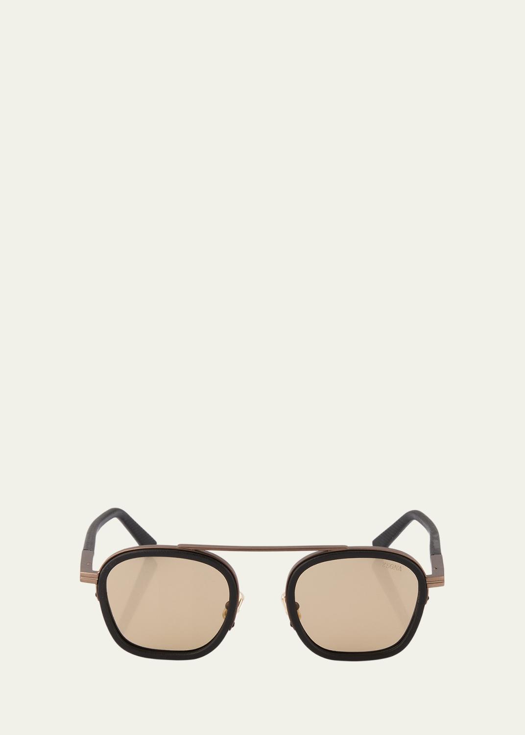 ZEGNA Men's ORIZZONTE Geometric Acetate and Metal Sunglasses