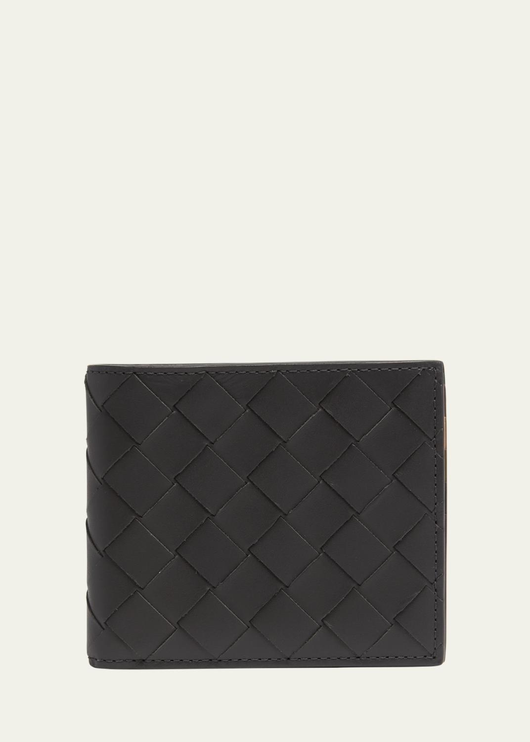 Bottega Veneta Men's Cassette Bicolor Intreccio Leather Bifold