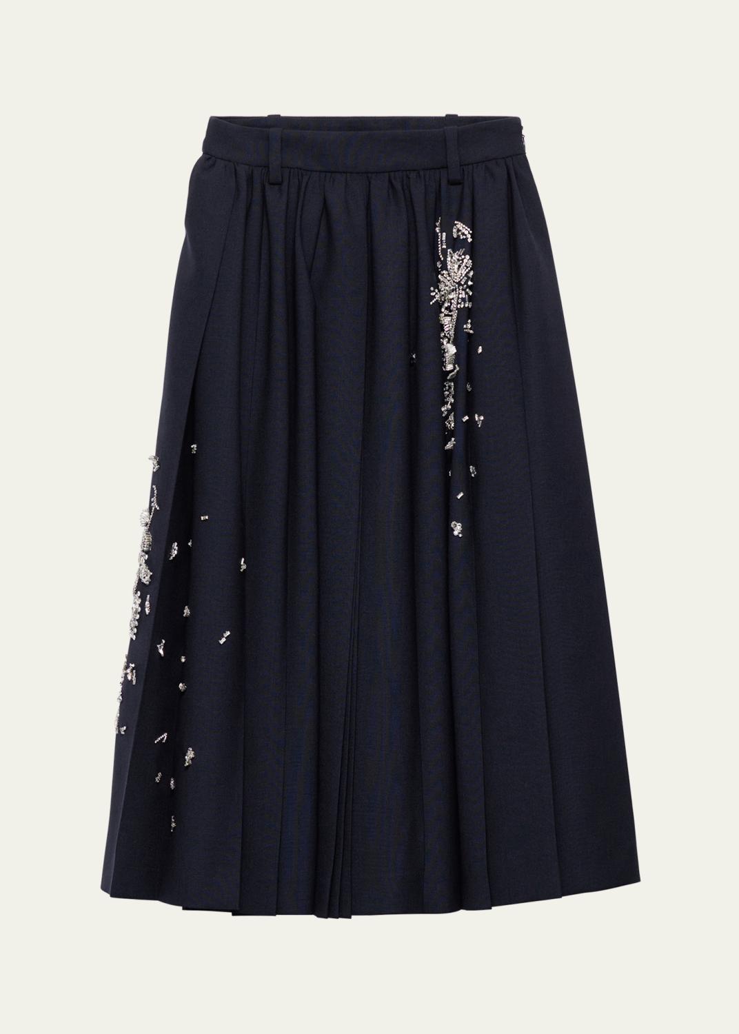 Loro Piana Erika Silk-Wool Cady Midi Skirt - Bergdorf Goodman