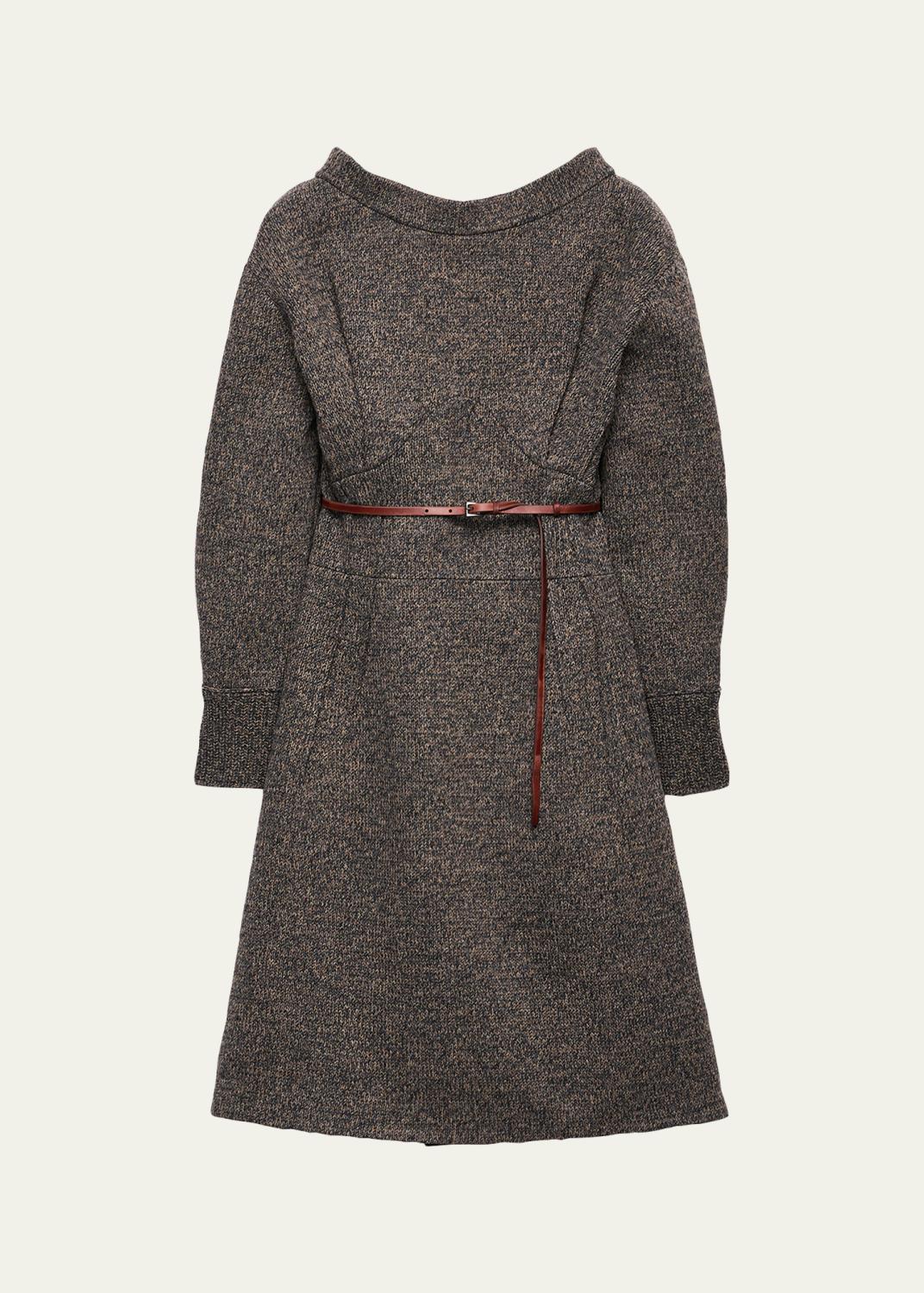 Prada Drawstring Belted Panama Cotton Mini Dress - Bergdorf Goodman